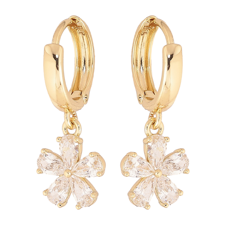 Сережки Xuping колір Позолота 14K підвіски на колечках "Кристальні квіточки" фото №12 Сережки Xuping колір Позолота 14K підвіски на колечках "Кристальні квіточки" фото №12