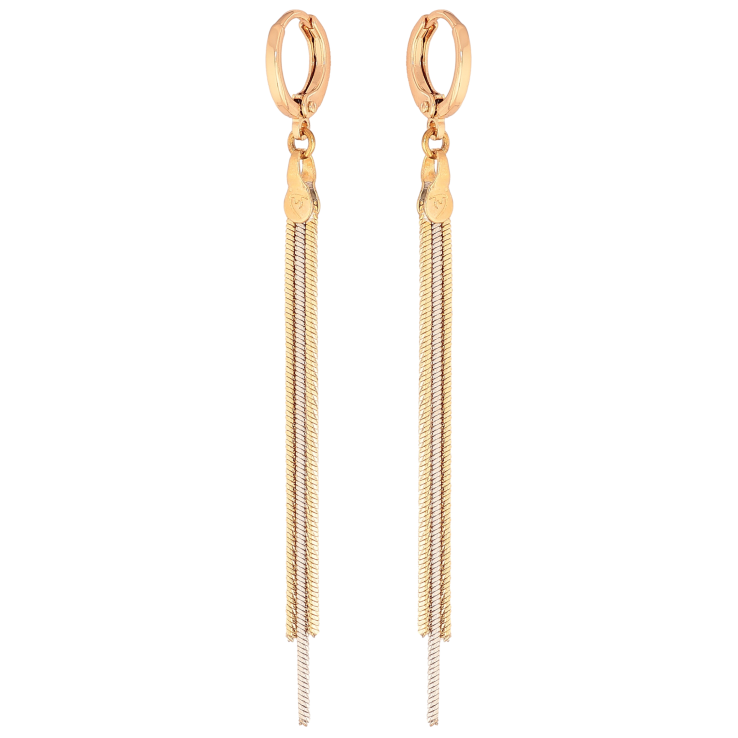 Серьги Xuping цвет Позолота 18K + Родий подвески на колечках "Подвески из цепочек" фото №25 Серьги Xuping цвет Позолота 18K + Родий подвески на колечках "Подвески из цепочек" фото №25