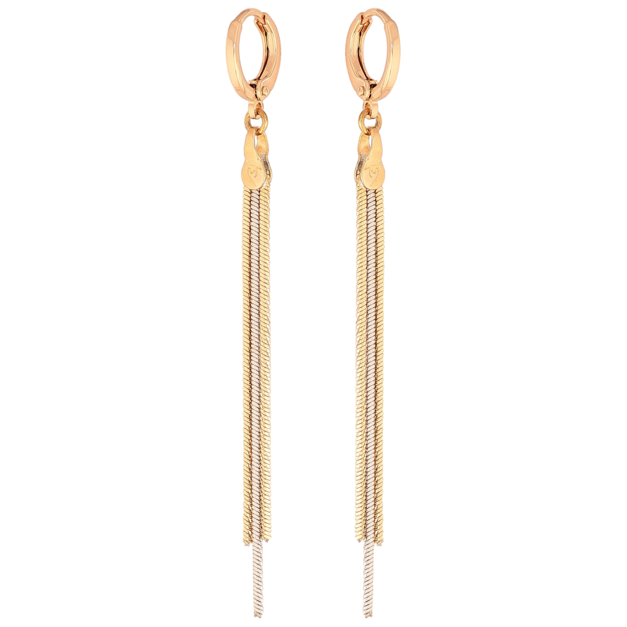 Серьги Xuping цвет Позолота 18K + Родий подвески на колечках "Подвески из цепочек" фото №1