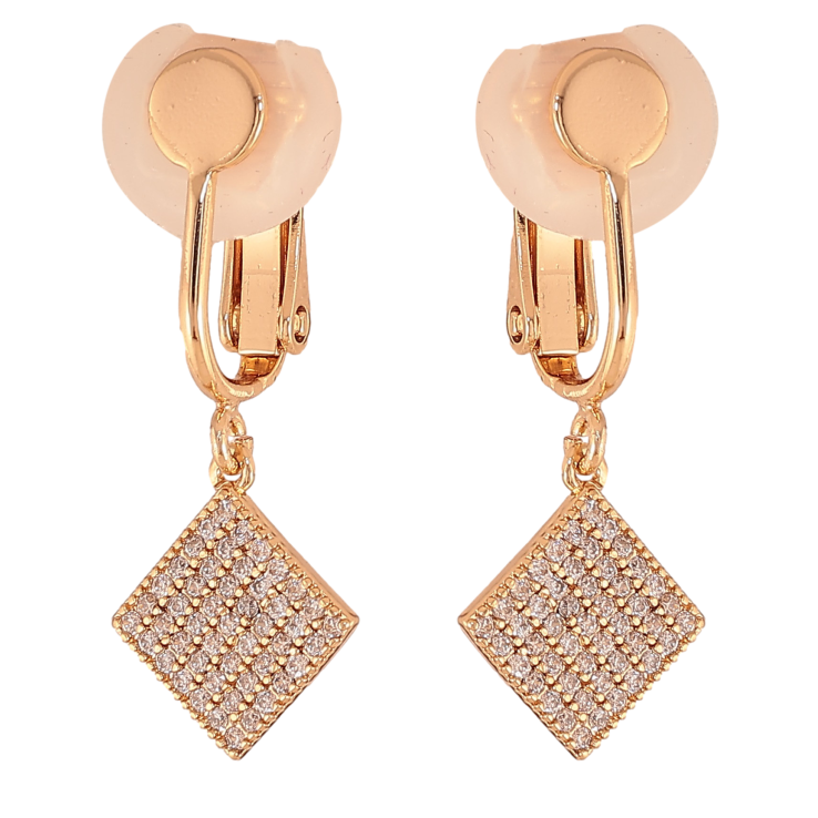 Сережки Xuping колір Позолота 18К кліпси "Ромбові підвіски" фото №7