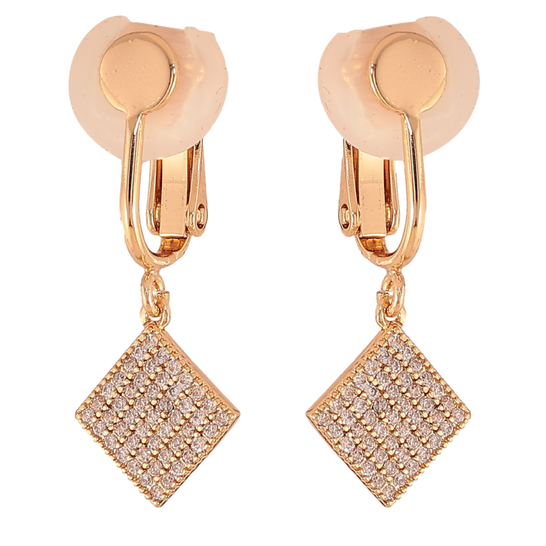 Сережки Xuping колір Позолота 18К кліпси "Ромбові підвіски" фото №1