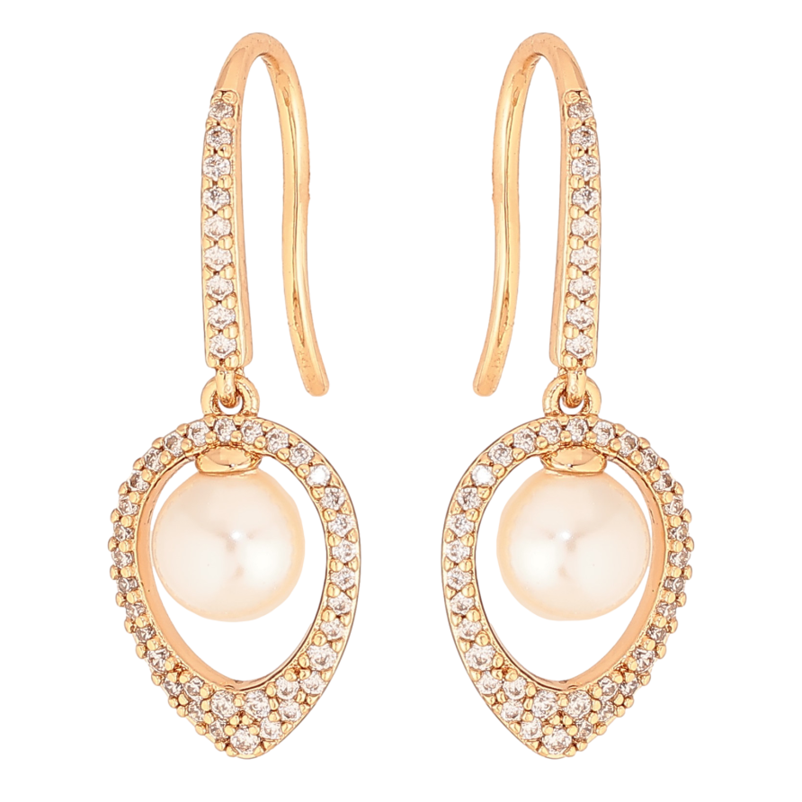 Сережки Xuping колір Позолота 18К французький замок "Підвіски з інкрустацією кристалами та перлинами" фото №1