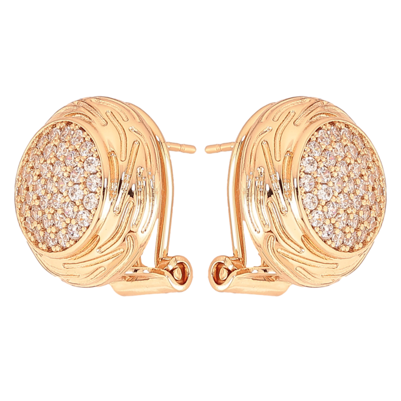 Серьги Xuping цвет Позолота 18К итальянский замок "Инкрустация кристаллами" фото №1