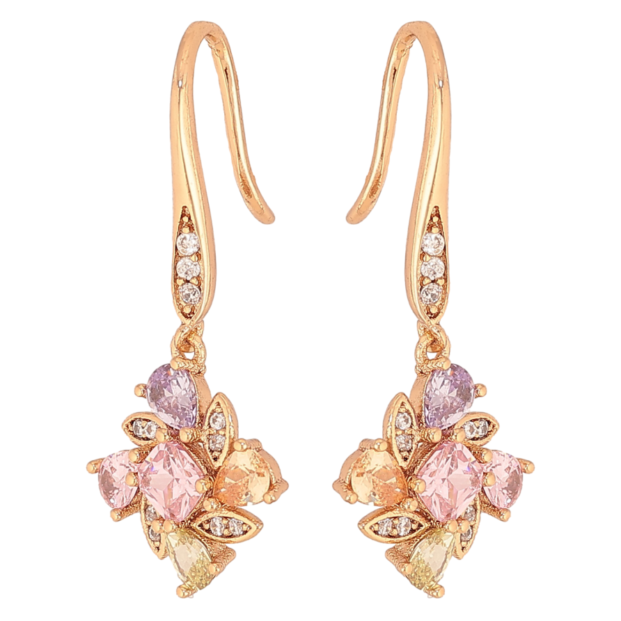 Сережки Xuping колір Позолота 18К французький замок "Підвіски з різнокольоровими кристалами" фото №1