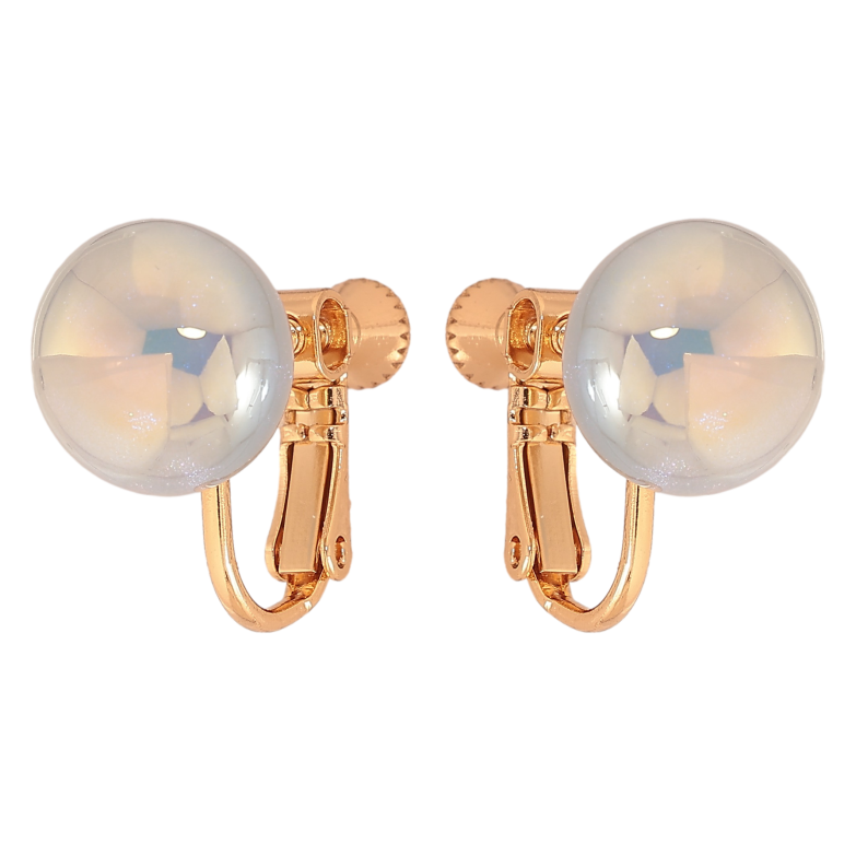 Сережки Xuping колір Позолота 18К кліпси на закрутках "Блакитні еліпсоїди" ø 12мм фото №1