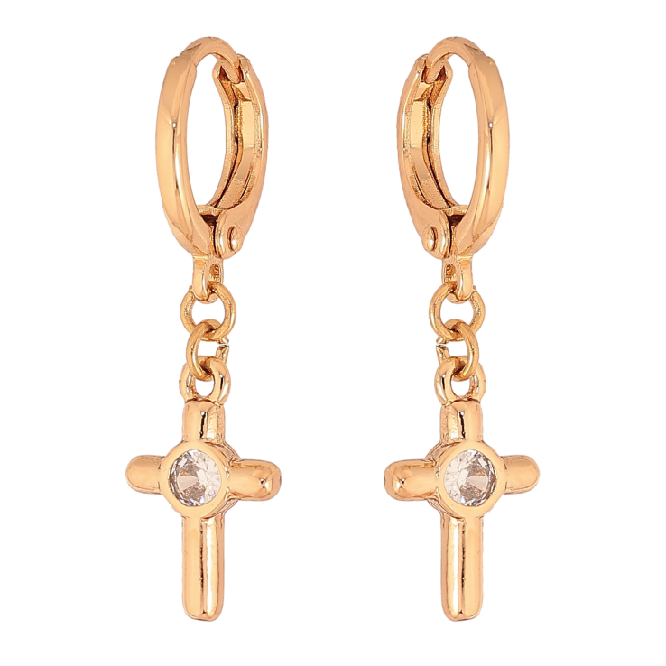 Серьги Xuping цвет Позолота 18К подвески на колечках "Крестики" фото №6 Серьги Xuping цвет Позолота 18К подвески на колечках "Крестики" фото №6