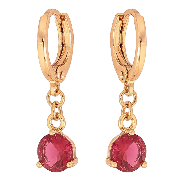 Сережки Xuping колір Позолота 18К підвіски на колечках "Малинові кристали" ø 6мм фото №10 Сережки Xuping колір Позолота 18К підвіски на колечках "Малинові кристали" ø 6мм фото №10