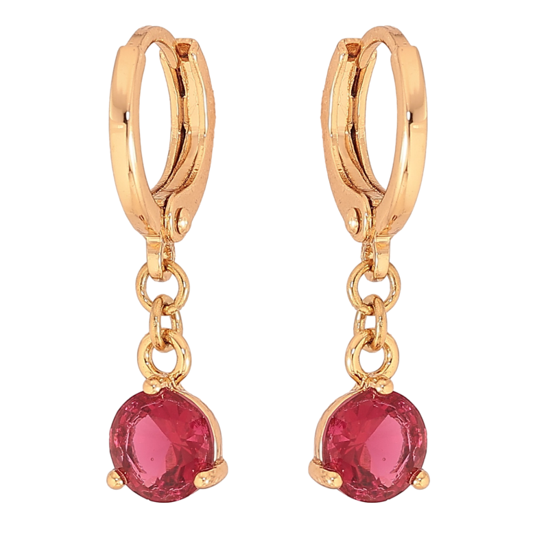 Сережки Xuping колір Позолота 18К підвіски на колечках "Малинові кристали" ø 6мм фото №1 Сережки Xuping колір Позолота 18К підвіски на колечках "Малинові кристали" ø 6мм фото №1
