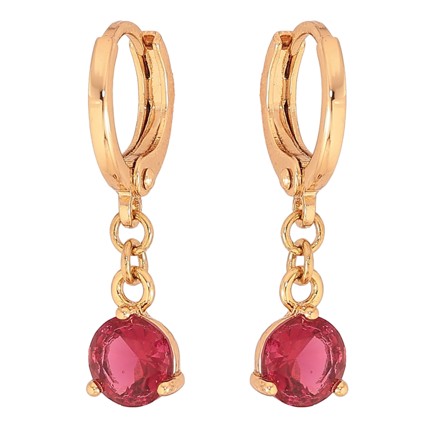 Сережки Xuping колір Позолота 18К підвіски на колечках "Малинові кристали" ø 6мм фото №1 Сережки Xuping колір Позолота 18К підвіски на колечках "Малинові кристали" ø 6мм фото №1