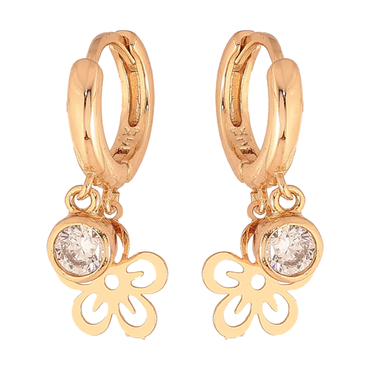 Сережки Xuping колір Позолота 18К підвіски на колечках "Квіточки з кристалами" фото №7 Сережки Xuping колір Позолота 18К підвіски на колечках "Квіточки з кристалами" фото №7