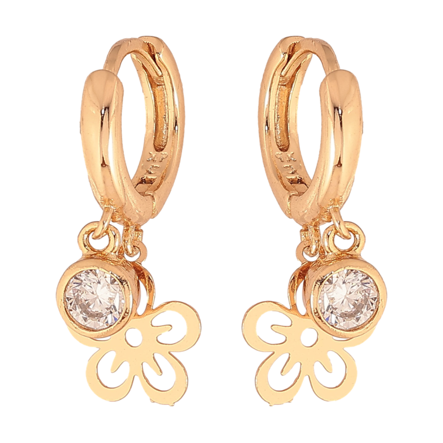 Сережки Xuping колір Позолота 18К підвіски на колечках "Квіточки з кристалами" фото №1 Сережки Xuping колір Позолота 18К підвіски на колечках "Квіточки з кристалами" фото №1