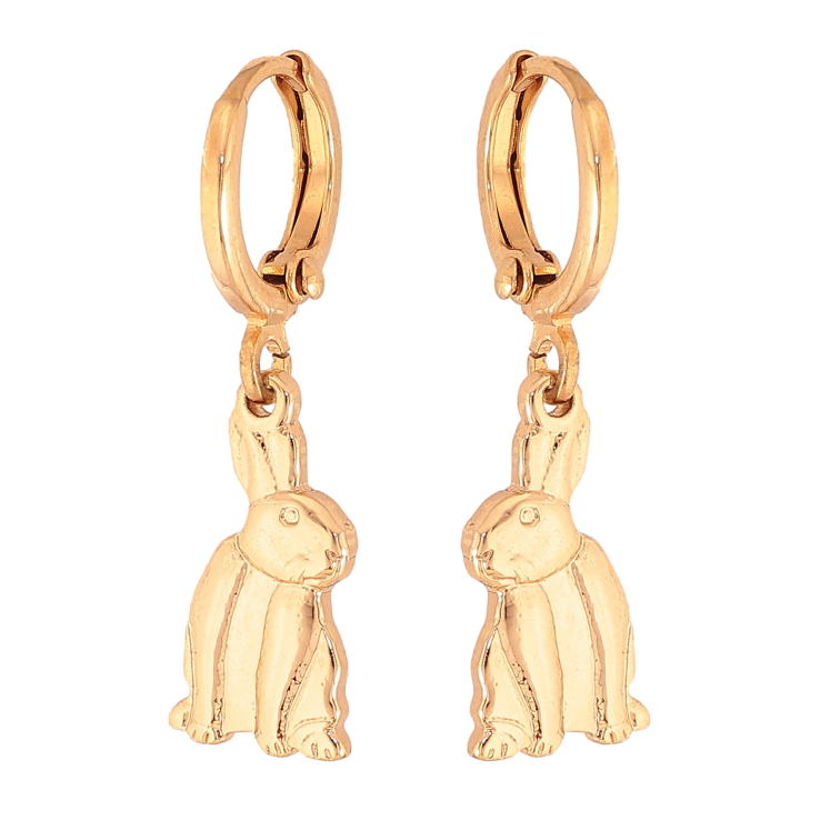 Серьги Xuping цвет Позолота 18К подвески на колечках "Зайчата" фото №2 Серьги Xuping цвет Позолота 18К подвески на колечках "Зайчата" фото №2