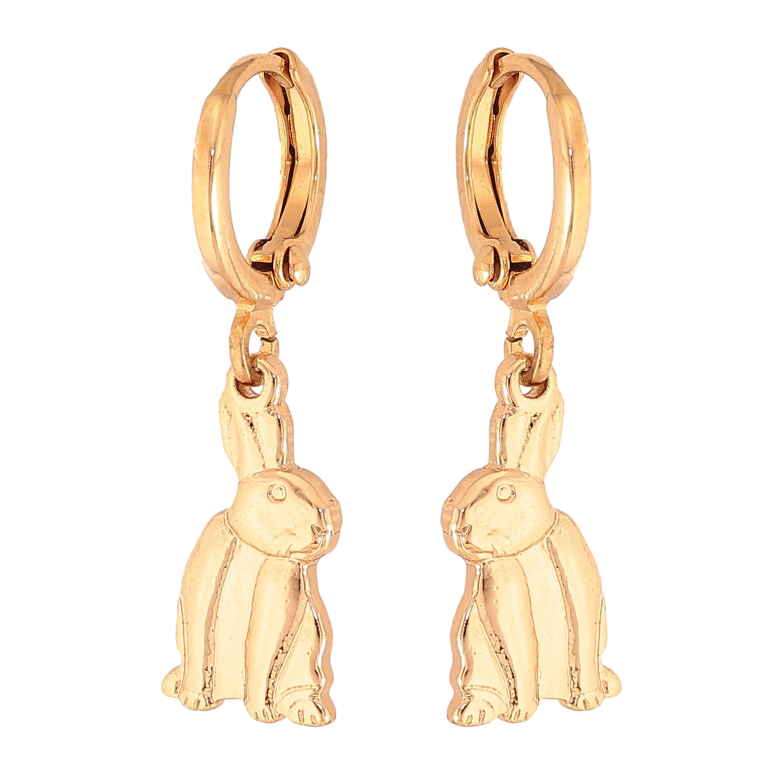 Серьги Xuping цвет Позолота 18К подвески на колечках "Зайчата" фото №1