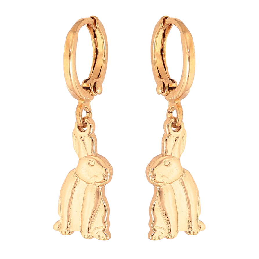 Серьги Xuping цвет Позолота 18К подвески на колечках "Зайчата" фото №1 Серьги Xuping цвет Позолота 18К подвески на колечках "Зайчата" фото №1