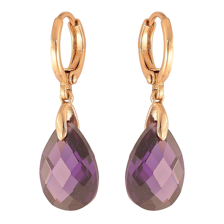 Серьги Xuping цвет Позолота 18К подвески на колечках "Сиреневые кристальные капельки" фото №13 Серьги Xuping цвет Позолота 18К подвески на колечках "Сиреневые кристальные капельки" фото №13