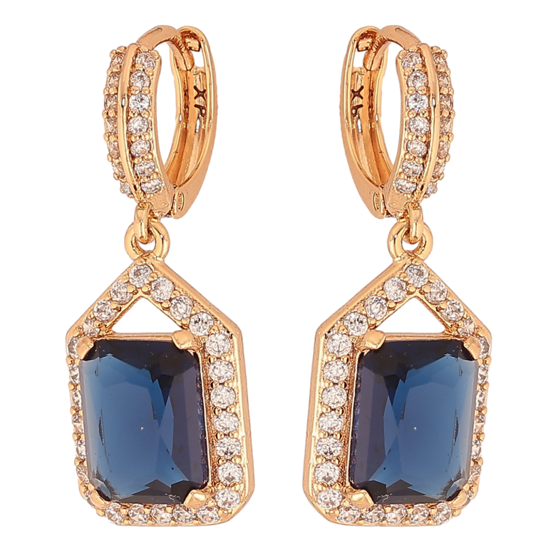 Серьги Xuping цвет Позолота 18К подвески на колечках "Инкрустация с синими кристаллами" фото №2 Серьги Xuping цвет Позолота 18К подвески на колечках "Инкрустация с синими кристаллами" фото №2