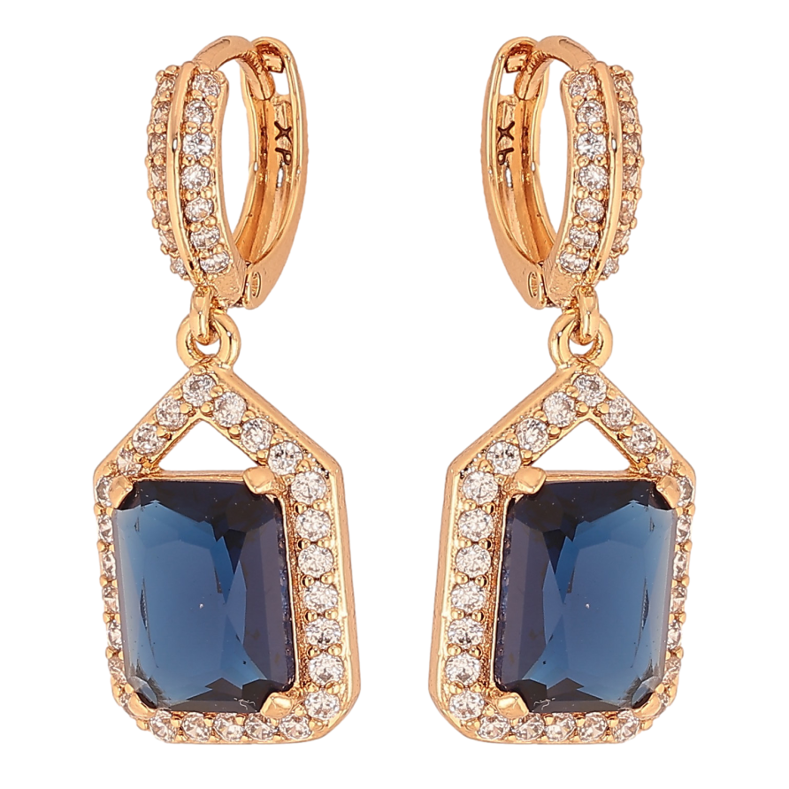 Серьги Xuping цвет Позолота 18К подвески на колечках "Инкрустация с синими кристаллами" фото №1 Серьги Xuping цвет Позолота 18К подвески на колечках "Инкрустация с синими кристаллами" фото №1