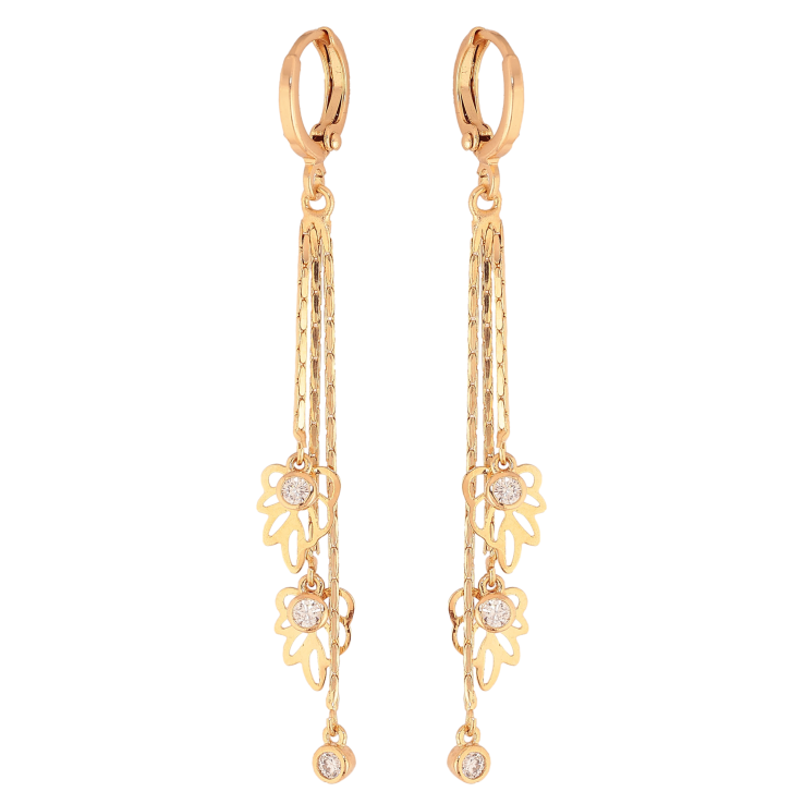 Серьги Xuping цвет Позолота 18К подвески на колечках "Листики" фото №19 Серьги Xuping цвет Позолота 18К подвески на колечках "Листики" фото №19