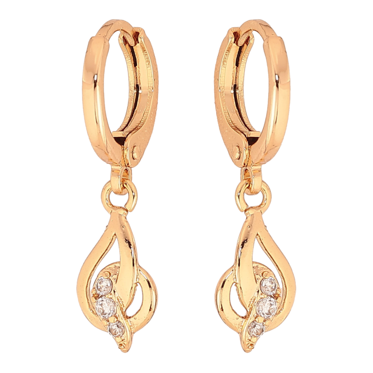 Серьги Xuping цвет Позолота 18К подвески на колечках "Узор с кристаллами" фото №18