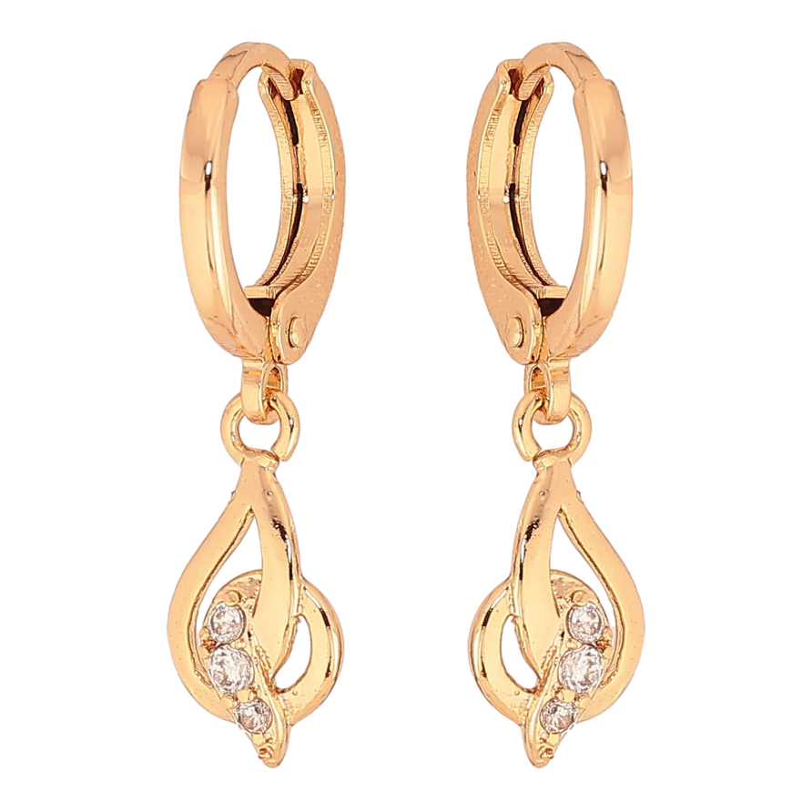 Серьги Xuping цвет Позолота 18К подвески на колечках "Узор с кристаллами" фото №1
