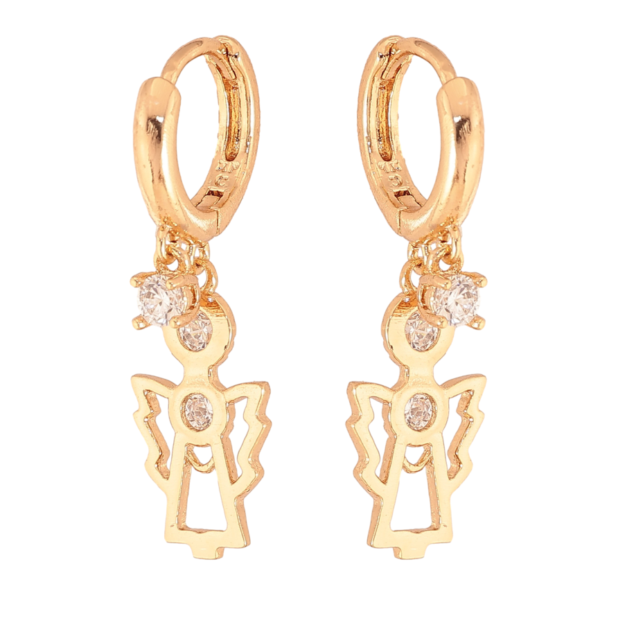 Серьги Xuping цвет Позолота 18К подвески на колечках "Ангелочки" фото №1