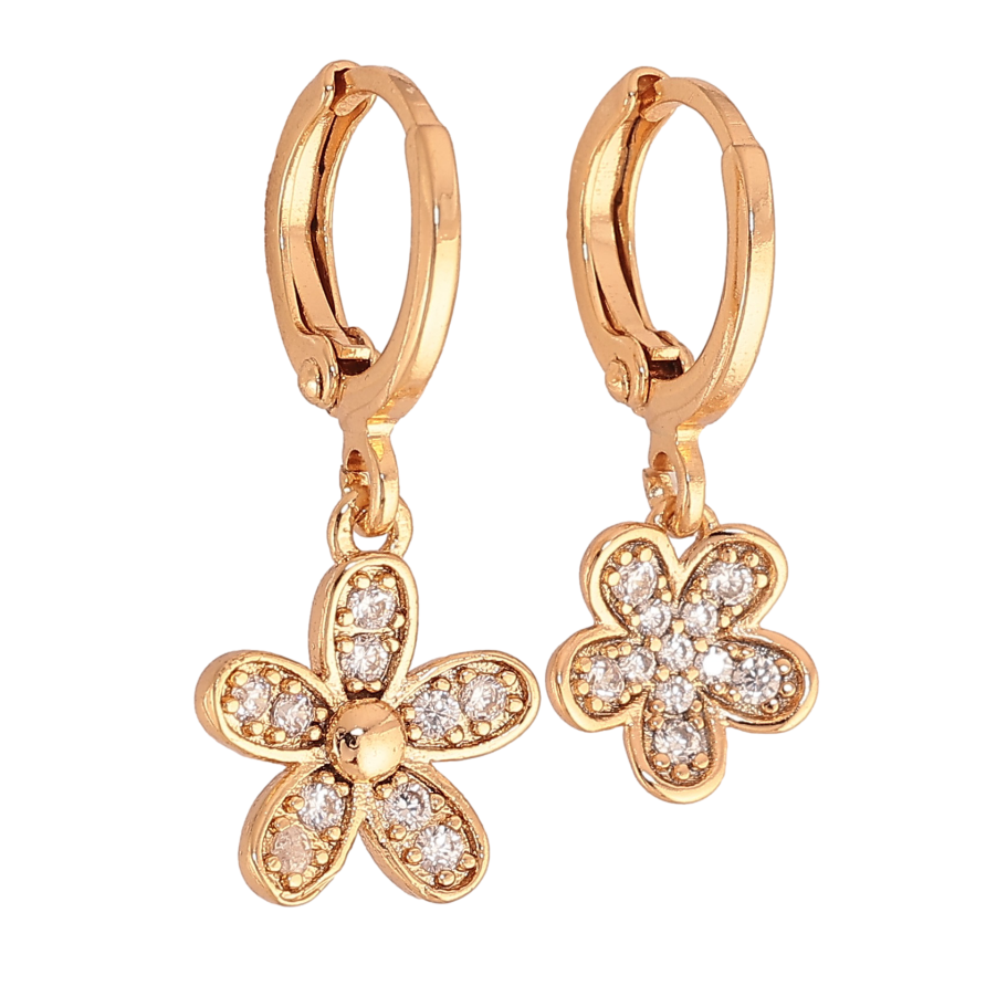 Серьги Xuping цвет Позолота 18К подвески на колечках "Ассиметричные цветочки" фото №1 Серьги Xuping цвет Позолота 18К подвески на колечках "Ассиметричные цветочки" фото №1
