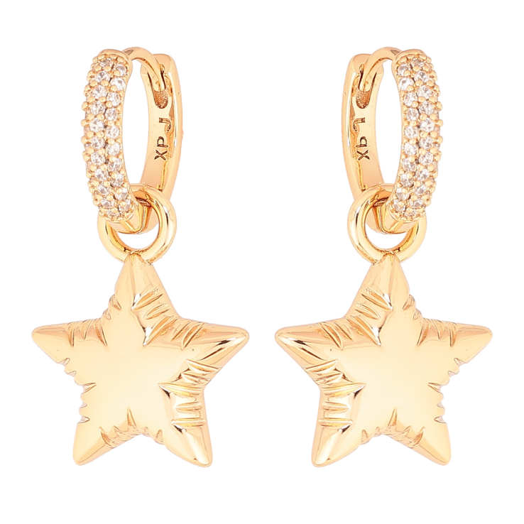 Сережки Xuping колір Позолота 18К підвіски на колечках "Зірки" 2 в 1 фото №15