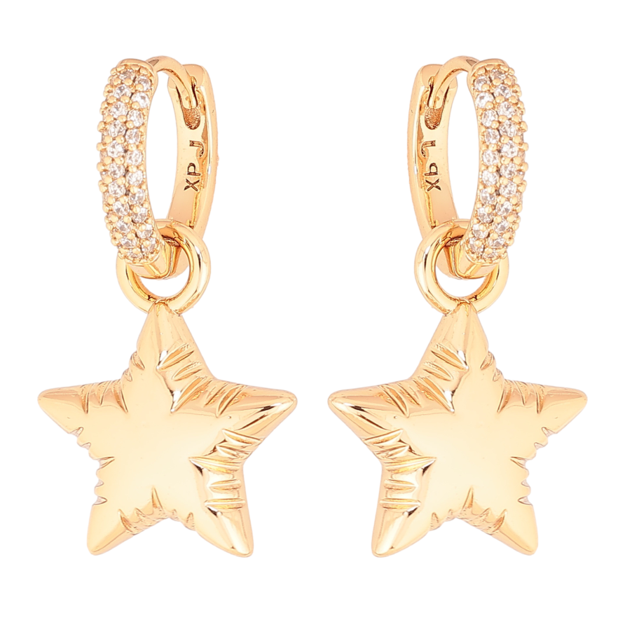 Сережки Xuping колір Позолота 18К підвіски на колечках "Зірки" 2 в 1 фото №1
