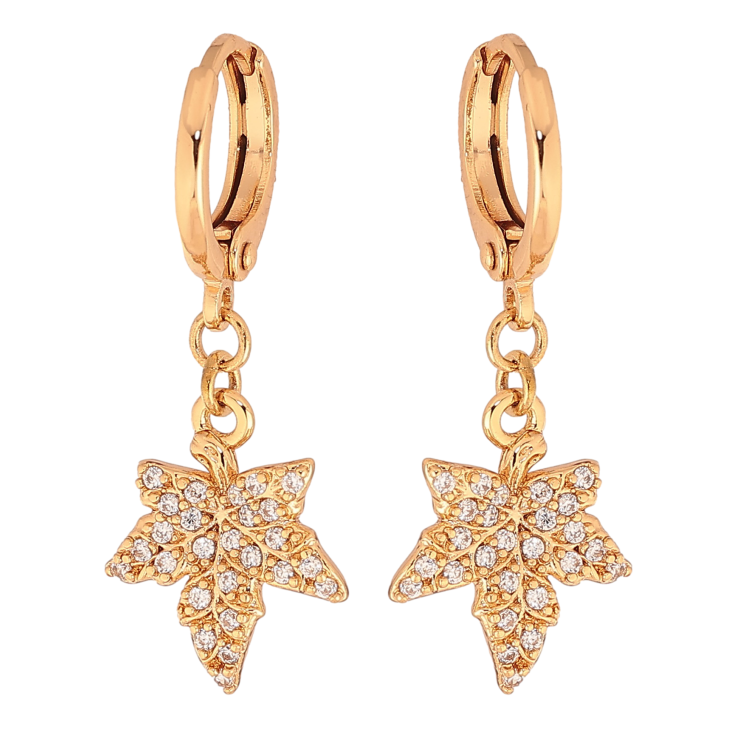 Серьги Xuping цвет Позолота 18К подвески на колечках "Листики" фото №25