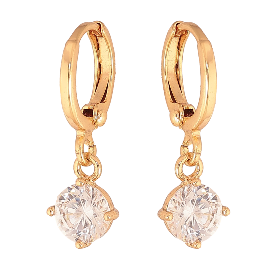 Сережки Xuping колір Позолота 18К підвіски на колечках "Кристали" ø 6мм фото №1