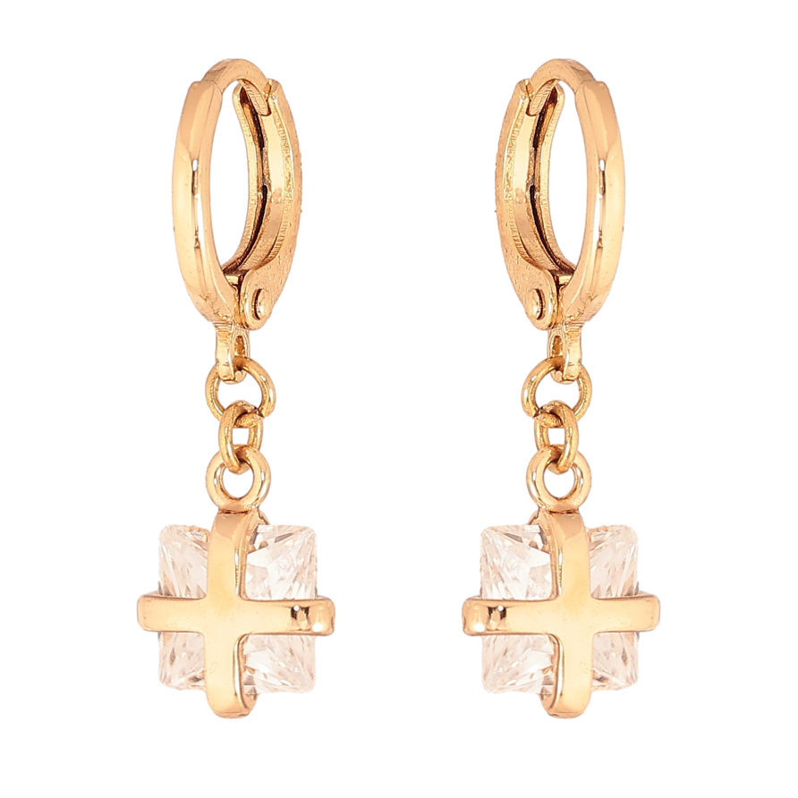Сережки Xuping колір Позолота 18К підвіски на колечках "Підвіски з кристалами" фото №1