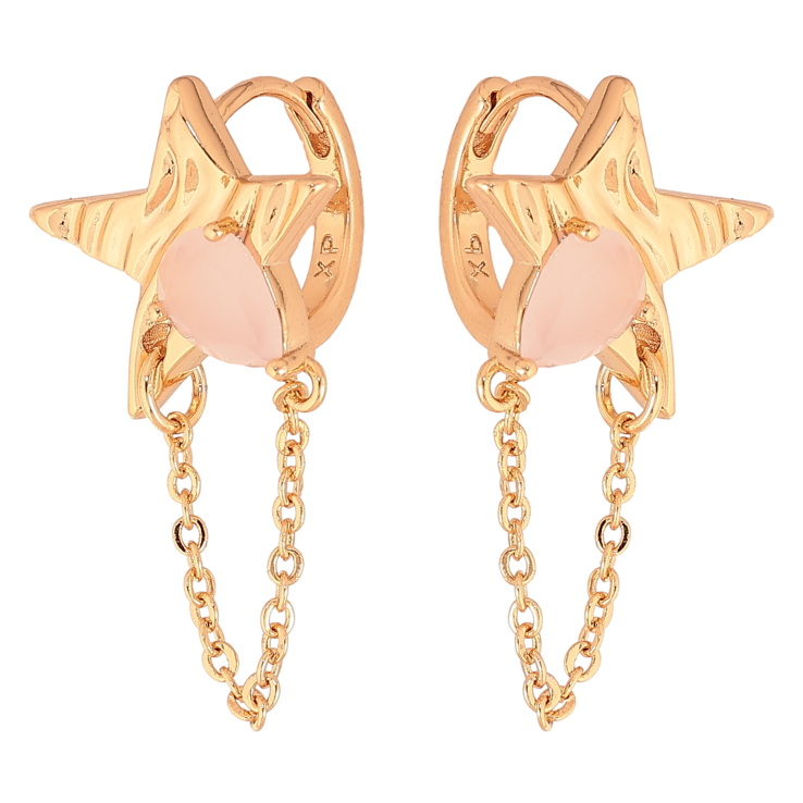 Серьги Xuping цвет Позолота 18К подвески на колечках "Звезды с розовыми кристаллами и цепочками" фото №7 Серьги Xuping цвет Позолота 18К подвески на колечках "Звезды с розовыми кристаллами и цепочками" фото №7