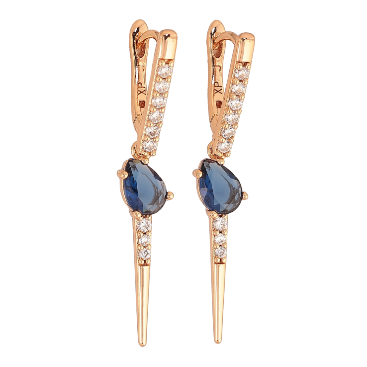 Сережки Xuping колір Позолота 18К підвіски на колечках "Підвіски з синіми кристалами" фото №14 Сережки Xuping колір Позолота 18К підвіски на колечках "Підвіски з синіми кристалами" фото №14