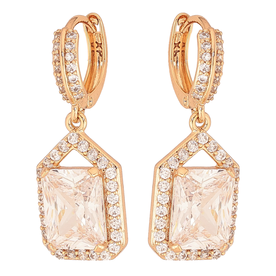 Серьги Xuping цвет Позолота 18К подвески на колечках "Инкрустация кристаллами" фото №1 Серьги Xuping цвет Позолота 18К подвески на колечках "Инкрустация кристаллами" фото №1