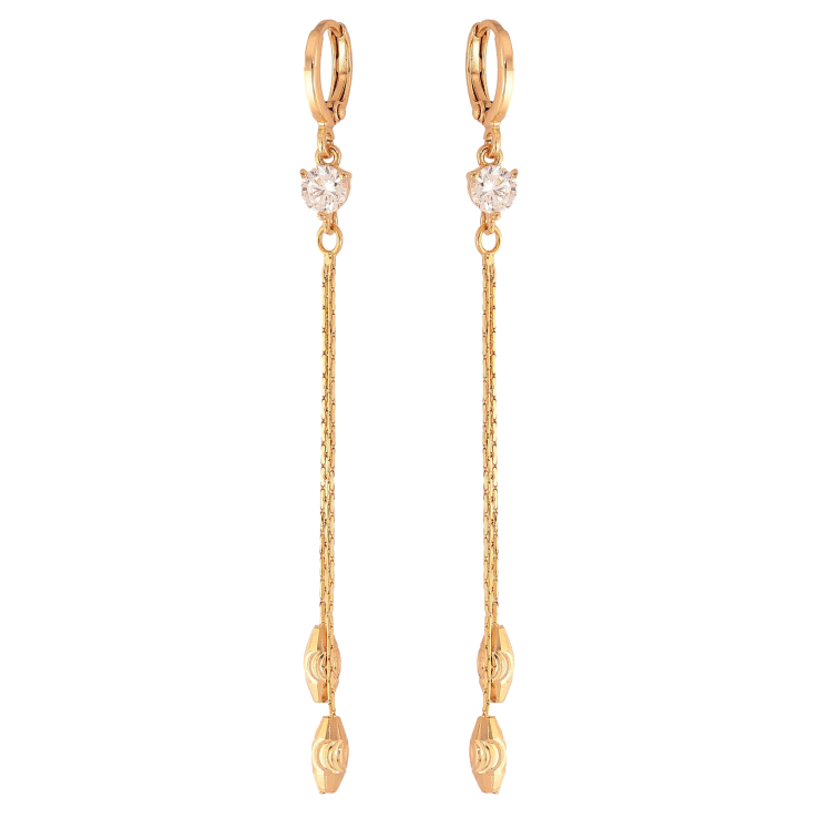 Серьги Xuping цвет Позолота 18К подвески на колечках "Кристаллы с подвесками" фото №4