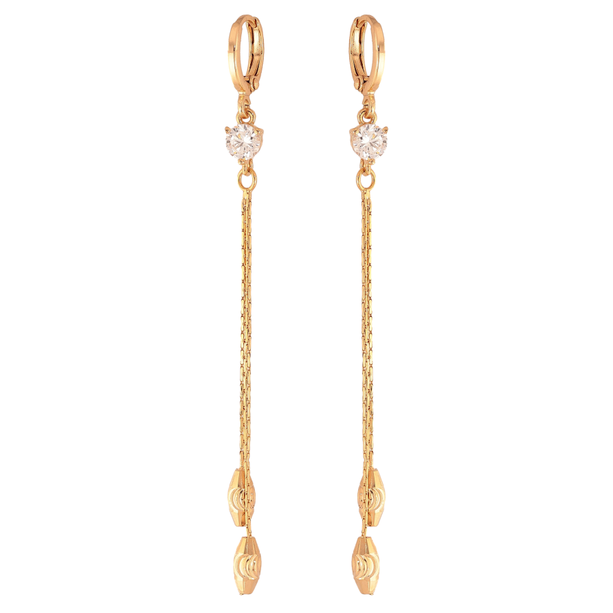 Серьги Xuping цвет Позолота 18К подвески на колечках "Кристаллы с подвесками" фото №1