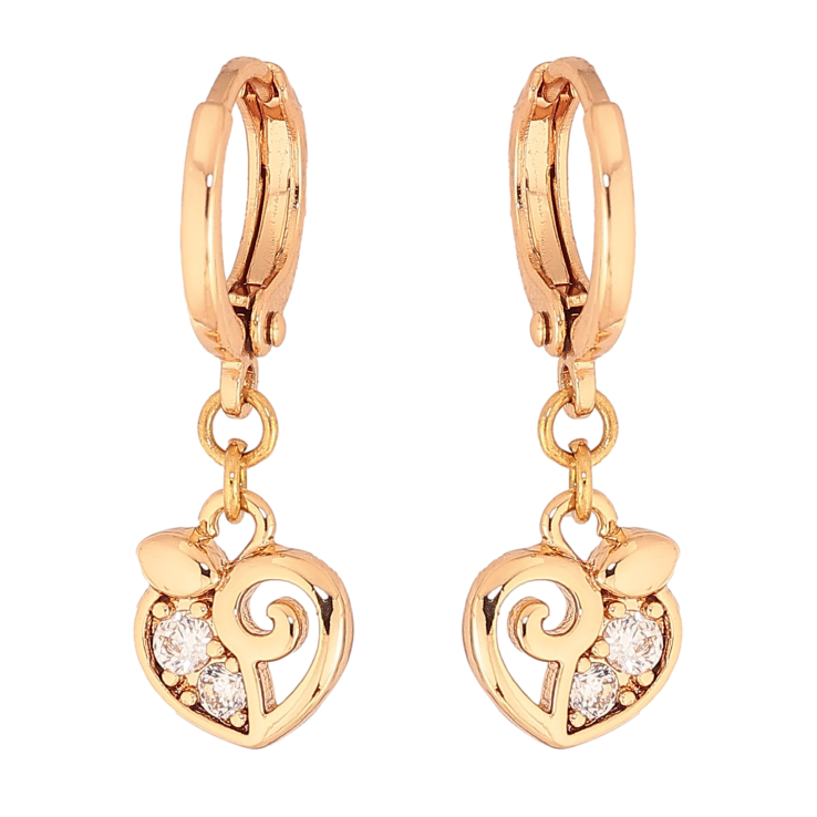 Серьги Xuping цвет Позолота 18К подвески на колечках "Сердечки с кристаллами" фото №5 Серьги Xuping цвет Позолота 18К подвески на колечках "Сердечки с кристаллами" фото №5