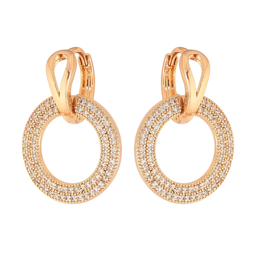 Сережки Xuping колір Позолота 18К підвіски на колечках "Кільця з інкрустацією кристалами" фото №1