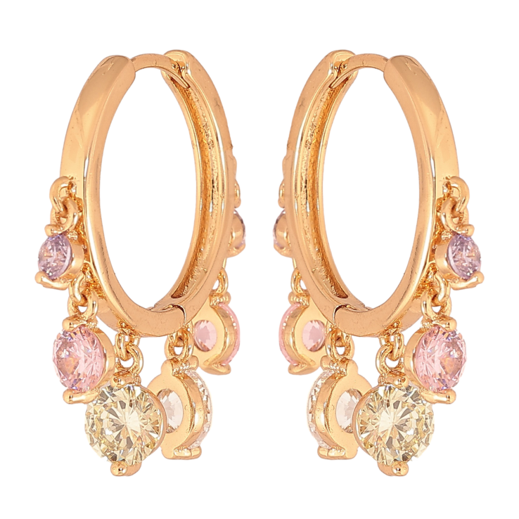 Сережки Xuping колір Позолота 18К підвіски на колечках "Різнокольорові кристали" фото №22 Сережки Xuping колір Позолота 18К підвіски на колечках "Різнокольорові кристали" фото №22