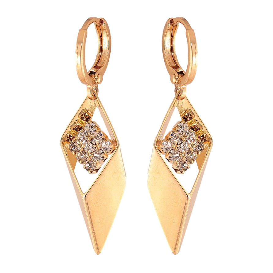 Серьги Xuping цвет Позолота 18К подвески на колечках "Узор с кристаллами" фото №1