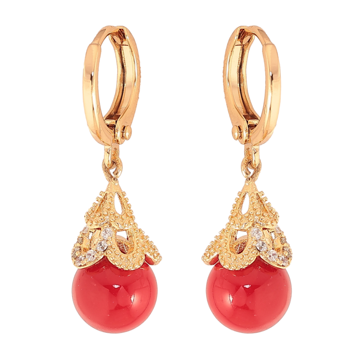 Серьги Xuping цвет Позолота 18К подвески на колечках "Красные шарики" фото №11 Серьги Xuping цвет Позолота 18К подвески на колечках "Красные шарики" фото №11