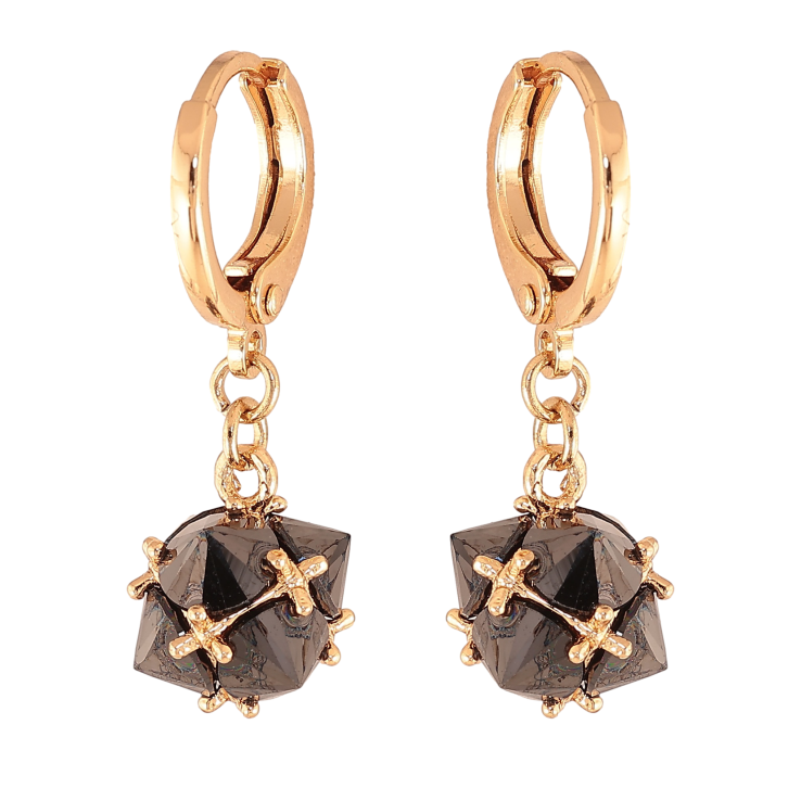 Серьги Xuping цвет Позолота 18К подвески на колечках "Шарики из черных кристаллов" фото №12 Серьги Xuping цвет Позолота 18К подвески на колечках "Шарики из черных кристаллов" фото №12