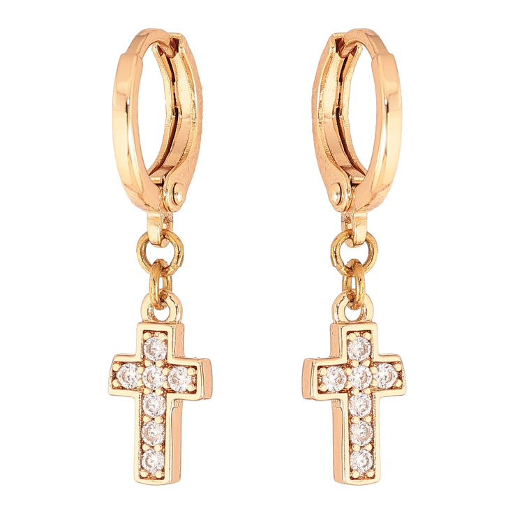 Серьги Xuping цвет Позолота 18К подвески на колечках "Крестики" фото №15 Серьги Xuping цвет Позолота 18К подвески на колечках "Крестики" фото №15
