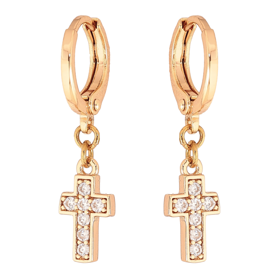 Серьги Xuping цвет Позолота 18К подвески на колечках "Крестики" фото №1 Серьги Xuping цвет Позолота 18К подвески на колечках "Крестики" фото №1
