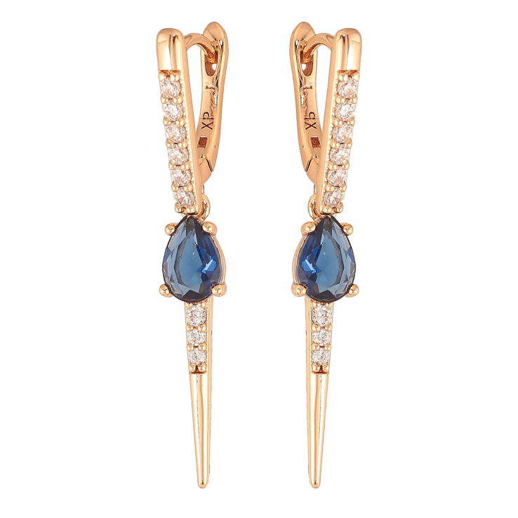 Сережки Xuping колір Позолота 18К підвіски на колечках "Декоративні підвіски з синіми кристалами" фото №6 Сережки Xuping колір Позолота 18К підвіски на колечках "Декоративні підвіски з синіми кристалами" фото №6