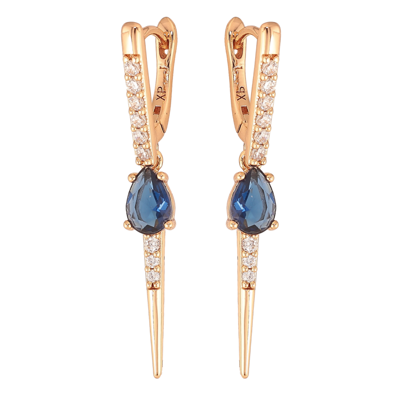 Серьги Xuping цвет Позолота 18К подвески на колечках "Декоративные подвески с синими кристаллами" фото №1 Серьги Xuping цвет Позолота 18К подвески на колечках "Декоративные подвески с синими кристаллами" фото №1