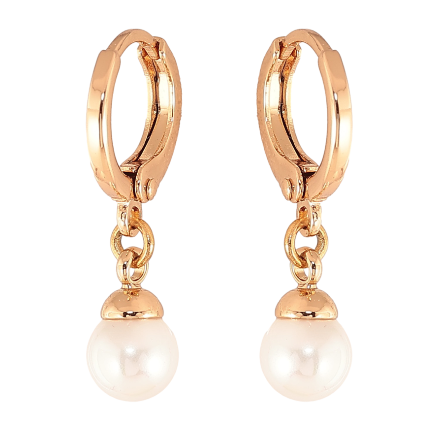 Серьги Xuping цвет Позолота 18К подвески на колечках "Жемчужины" ø 6мм фото №1