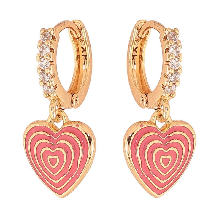 Сережки Xuping колір Позолота 18К підвіски на колечках "Сердечки з візерунком рожевою емаллю" фото №23 Сережки Xuping колір Позолота 18К підвіски на колечках "Сердечки з візерунком рожевою емаллю" фото №23