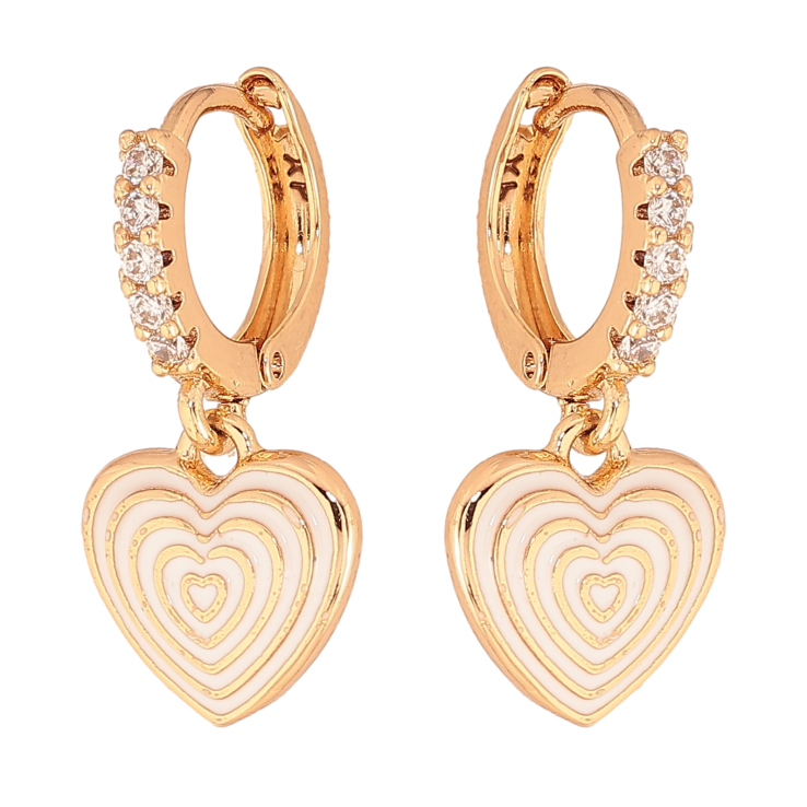 Сережки Xuping колір Позолота 18К підвіски на колечках "Сердечки з візерунком білою емаллю" фото №25 Сережки Xuping колір Позолота 18К підвіски на колечках "Сердечки з візерунком білою емаллю" фото №25