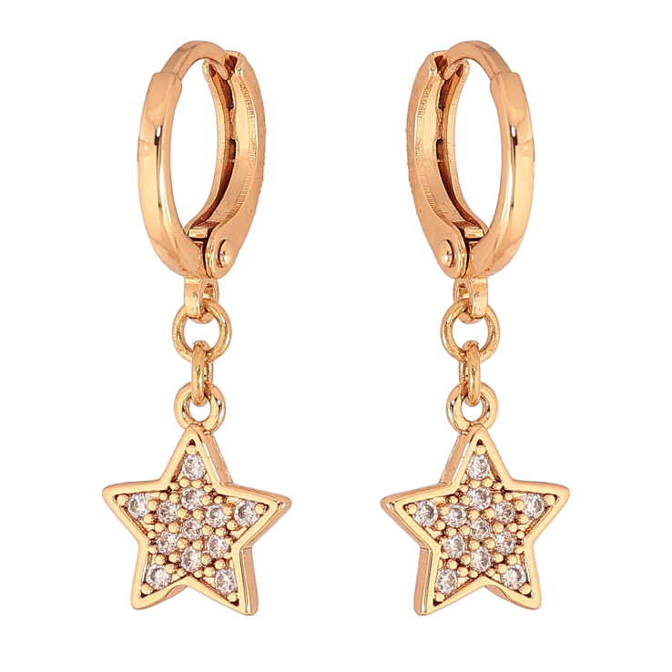 Сережки Xuping колір Позолота 18К підвіски на колечках "Зірки з кристалами" фото №9 Сережки Xuping колір Позолота 18К підвіски на колечках "Зірки з кристалами" фото №9